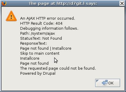 ajax error 404